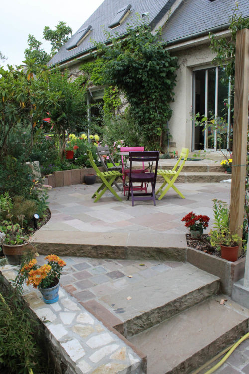 Terrasse en grès métissay pierre naturelle