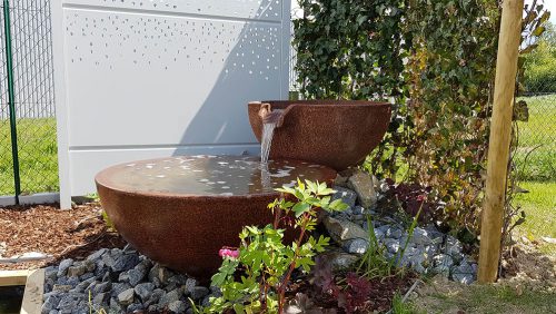 Fontaine d'eau zen acier corten